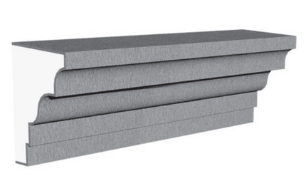 Exterior sill molding profile in EPS foam with flexible cementitious coating