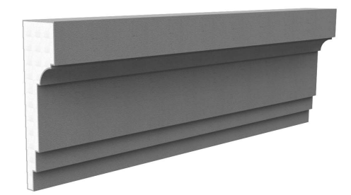 Exterior midband molding profile in EPS foam with flexible cementitious coating
