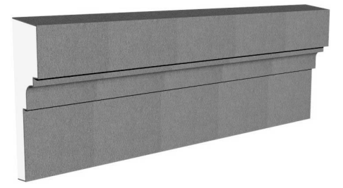 Exterior midband molding profile in EPS foam with flexible cementitious coating