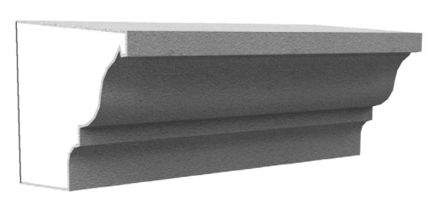 Exterior trim molding profile in EPS foam with flexible cementitious coating