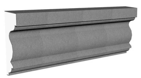 Exterior midband molding profile in EPS foam with flexible cementitious coating