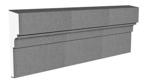 Exterior midband molding profile in EPS foam with flexible cementitious coating