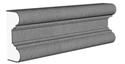 Exterior midband molding profile in EPS foam with flexible cementitious coating