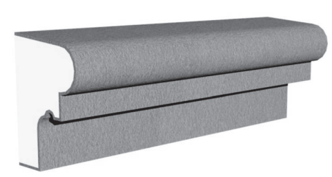 Exterior sill molding profile in EPS foam with flexible cementitious coating