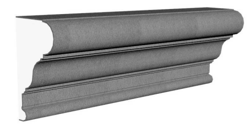 Exterior midband molding profile in EPS foam with flexible cementitious coating