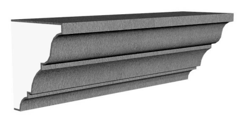 Exterior cornice molding profile in EPS foam with flexible cementitious coating