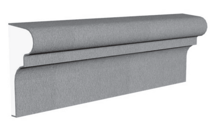 Exterior sill molding profile in EPS foam with flexible cementitious coating