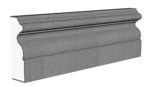 Exterior trim molding profile in EPS foam with flexible cementitious coating