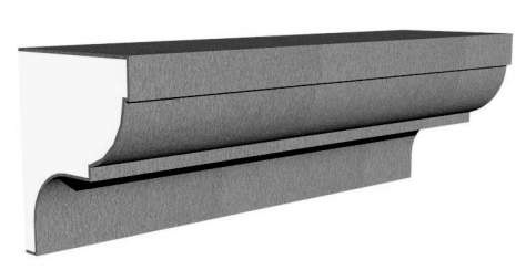 Exterior cornice molding profile in EPS foam with flexible cementitious coating