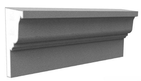 Exterior midband molding profile in EPS foam with flexible cementitious coating