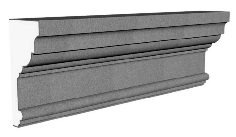Exterior cornice molding profile in EPS foam with flexible cementitious coating