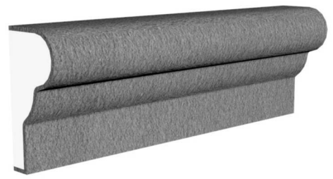 Exterior trim molding profile in EPS foam with flexible cementitious coating