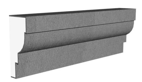Exterior trim molding profile in EPS foam with flexible cementitious coating