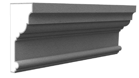 Exterior cornice molding profile in EPS foam with flexible cementitious coating