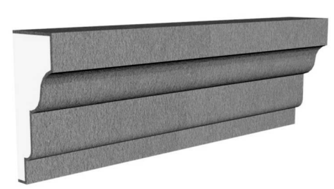 Exterior trim molding profile in EPS foam with flexible cementitious coating