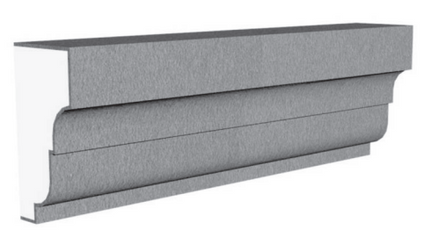 Exterior sill molding profile in EPS foam with flexible cementitious coating