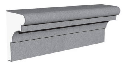Exterior sill molding profile in EPS foam with flexible cementitious coating