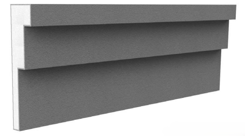 Exterior midband molding profile in EPS foam with flexible cementitious coating