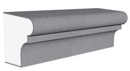Exterior sill molding profile in EPS foam with flexible cementitious coating