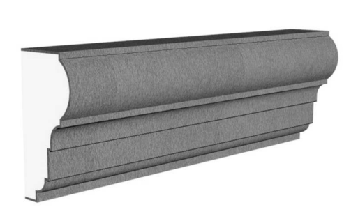 Exterior trim molding profile in EPS foam with flexible cementitious coating