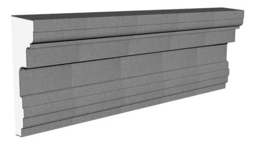 Exterior midband molding profile in EPS foam with flexible cementitious coating
