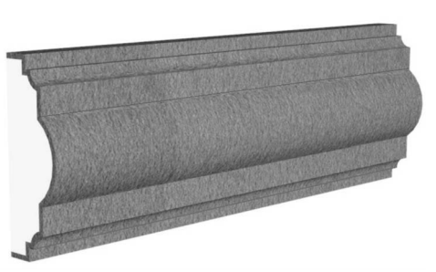 Exterior trim molding profile in EPS foam with flexible cementitious coating