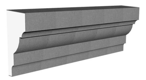 Exterior midband molding profile in EPS foam with flexible cementitious coating
