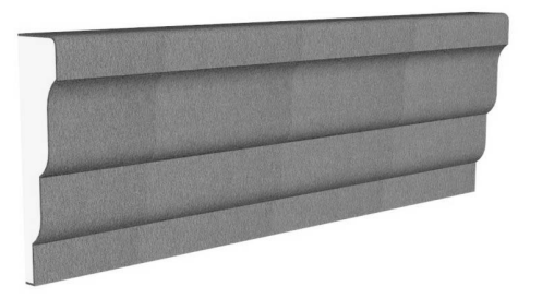 Exterior midband molding profile in EPS foam with flexible cementitious coating